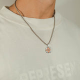 Orange Royal Cross Pendant - White Gold - Cernucci