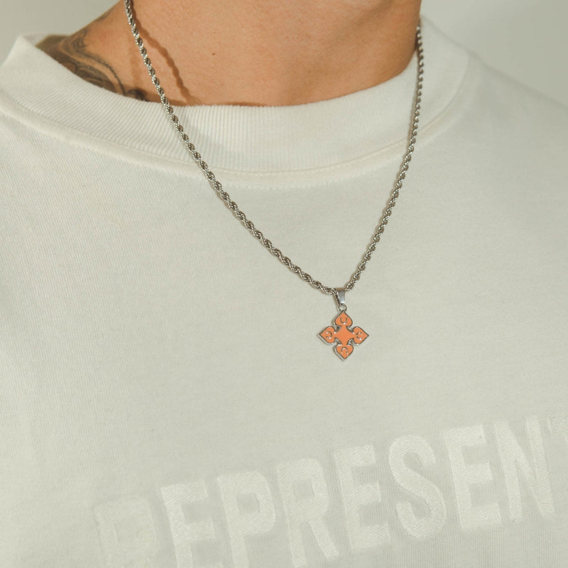 Orange Spade Pendant - White Gold - Cernucci