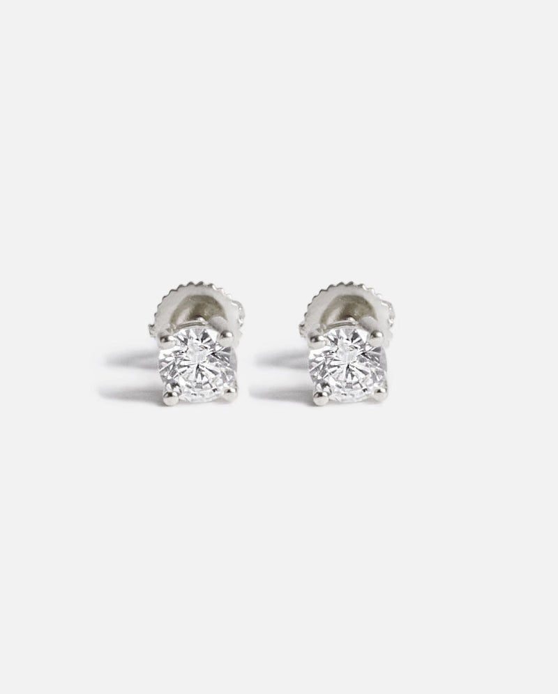 Round Cut Stud Earrings 5mm - Silver - Cernucci